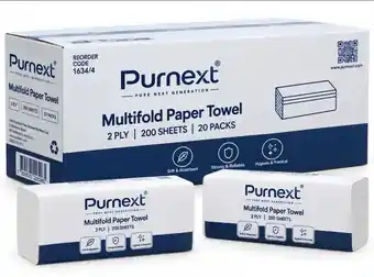 Purnext multi fold hand towel carton, 20 packs per carton