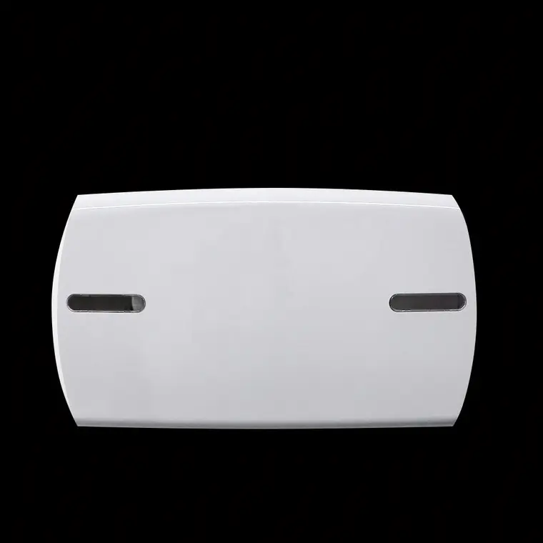 Purnext K670 twin jumbo roll tissue dispenser in white, front view with the two dispensing slots